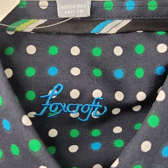 Foxcroft Shaped Fit Wrinkle-Free Size 6 Cotton Shirt Multi Polka Dot - Picture 3 of 14